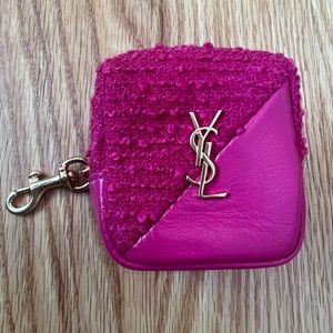 SAINT LAURENT Boucle Leather Jaime Cube Charm in Magenta